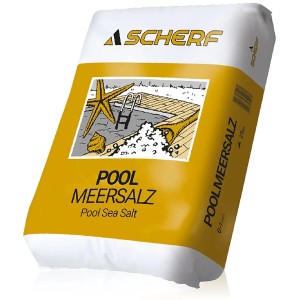 Sack Scherf Pool-Meersalz, 25 kg, feine Körnung für klares Poolwasser.