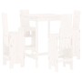 Weißes 5-tlg. Gartenbar-Set aus Kiefernholz mit Tisch und 4 Hockern.