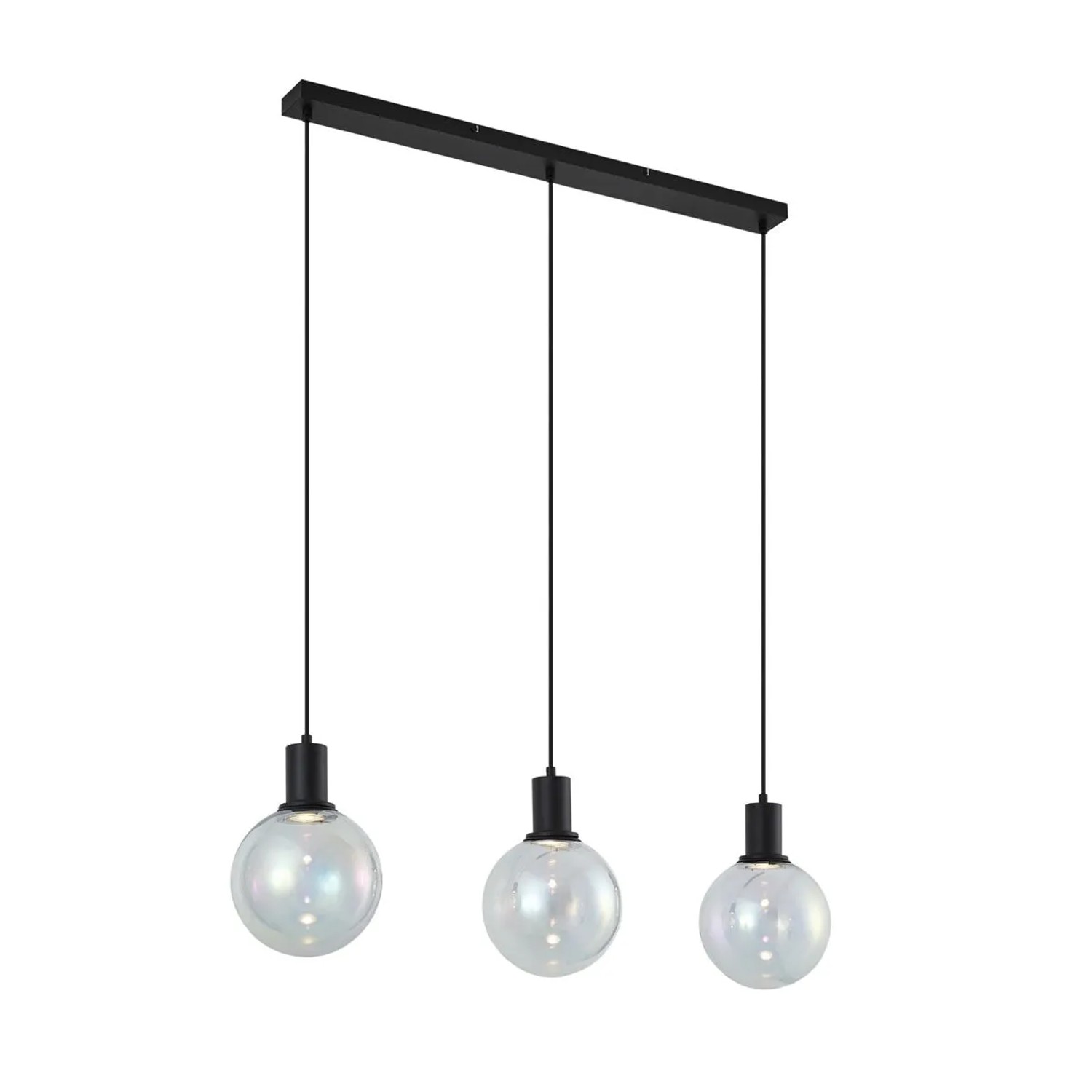 QAZQA Design Hängelampe Schwarz mit Regenbogen Glas Rechteckig 3 Flammig Mallon