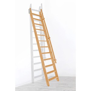 Minka Wangentreppe Flexiblo Buche, platzsparende Holztreppe mit einseitigem Geländer.