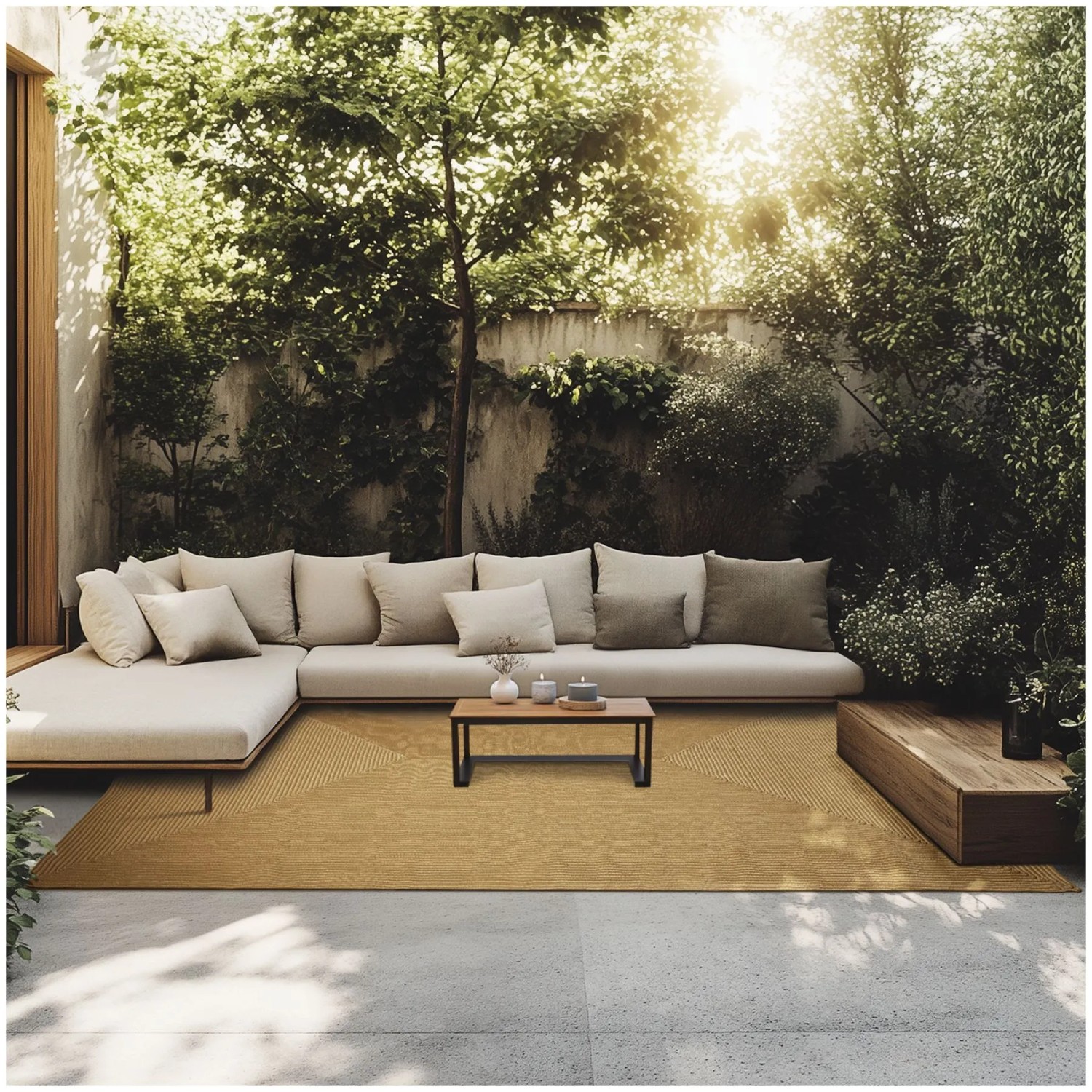 Tectake Geflochtener Teppich Raya Verschiedene Größen Boho Stil  Für In  und Outdoor 200 x 290 cm 290 x 200 x 0 50 cm Braun