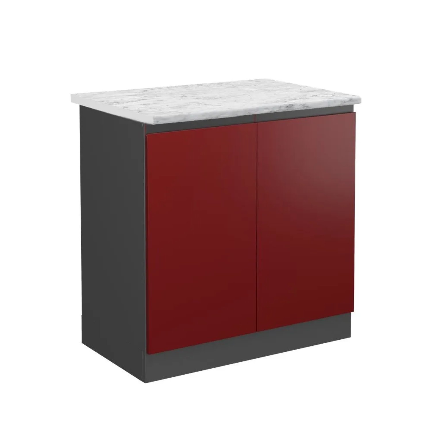 Vicco Spülenunterschrank R-Line Küchenunterschrank für die Spüle Rot Anthrazit J-Shape AP Marmor