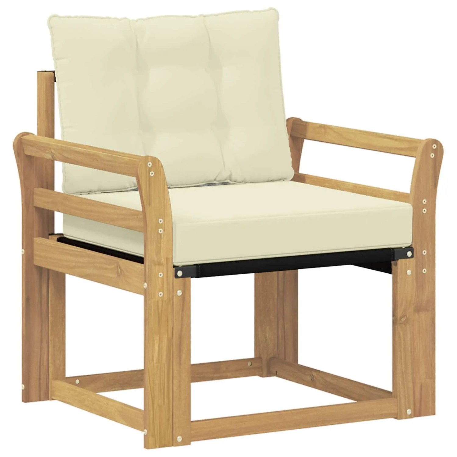 vidaXL Outdoor-Sofa Massives Akazienholz und Textilene Weiß 3439040