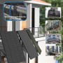 SUNSHARE Balkonkraftwerk 200W mit Geländerhalterung, schwarze Solarmodule am Balkon.