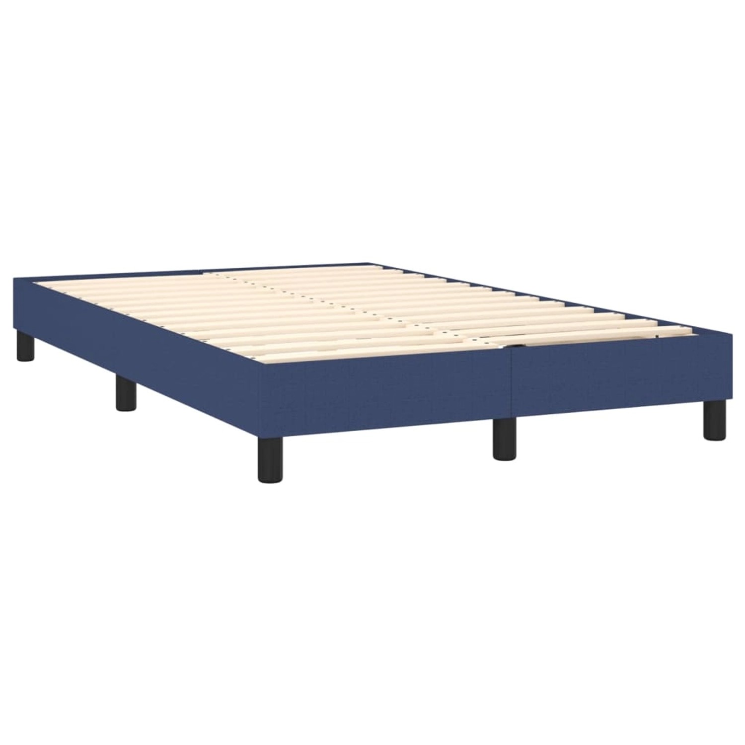 Blaues vidaXL Boxspringbett 120x200 cm mit Lattenrost. Bettrahmen aus Stoff.