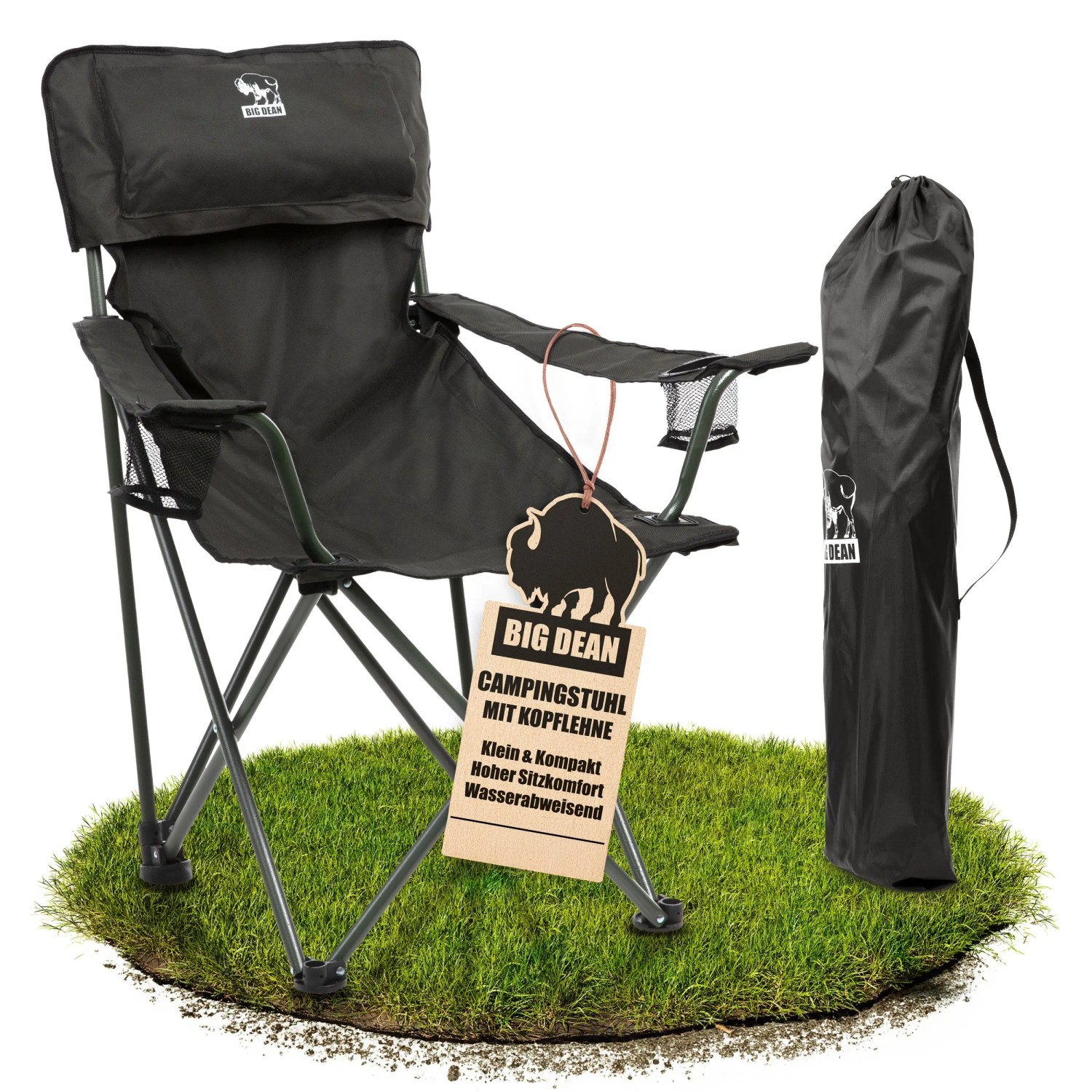 BigDean Luxus Campingstuhl Faltbar Extra Groß 150 KG Belastbar Stabil Und Bequem_8