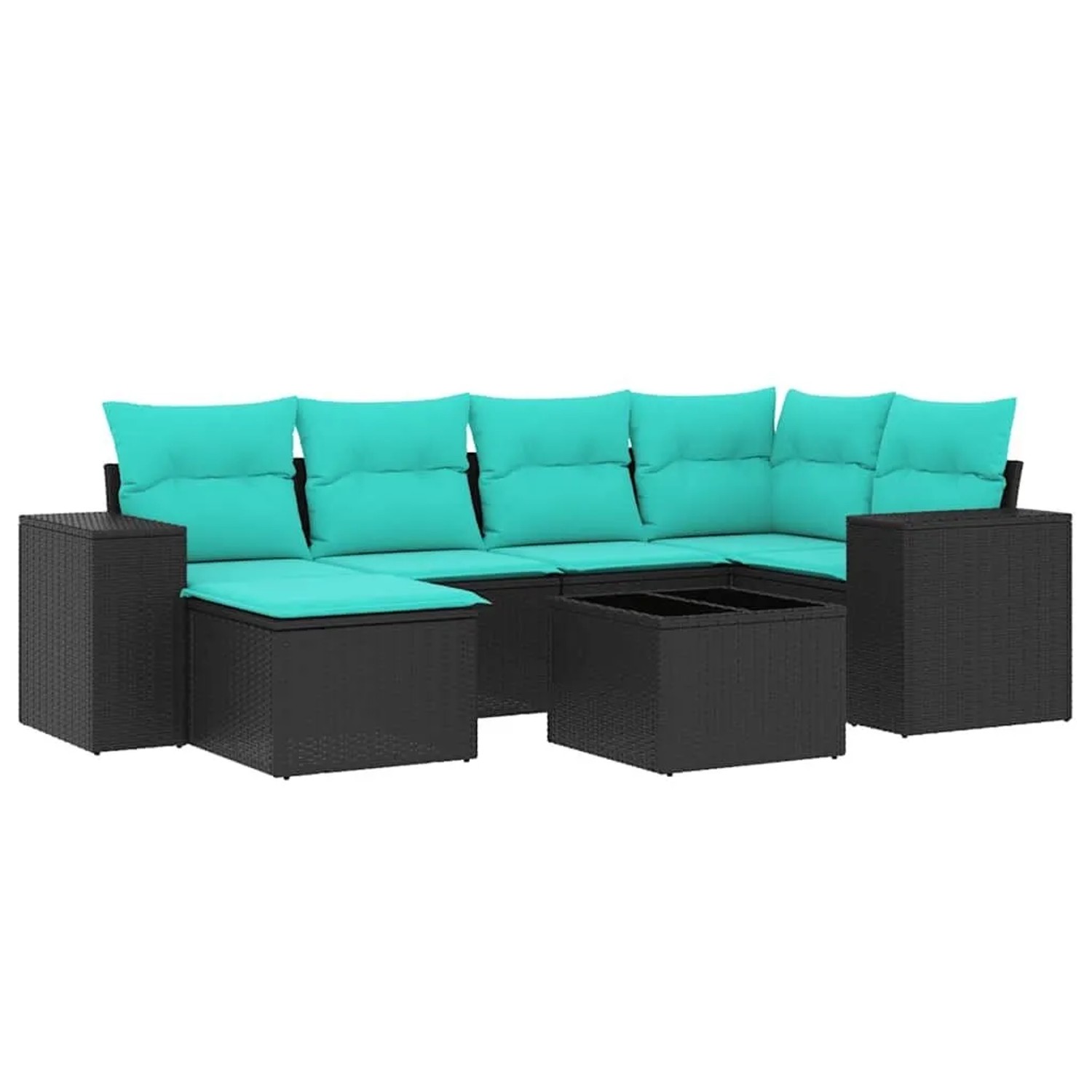 vidaXL 7-Tlg Gartensofa-Set mit Kissen Schwarz Polyrattan 3222866 günstig online kaufen