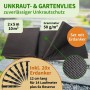 Schwarzes Unkrautvlies 2x5m mit 20 Erdankern, Gartenvlies/Mulchvlies für Beete und Wege.