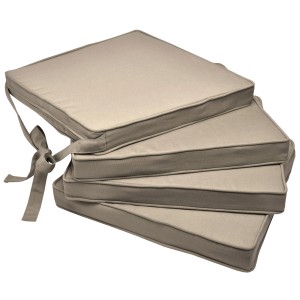 4er Set Beautissu Loft SK Stuhlkissen, 45x40cm, Natur, mit Haltebändern.