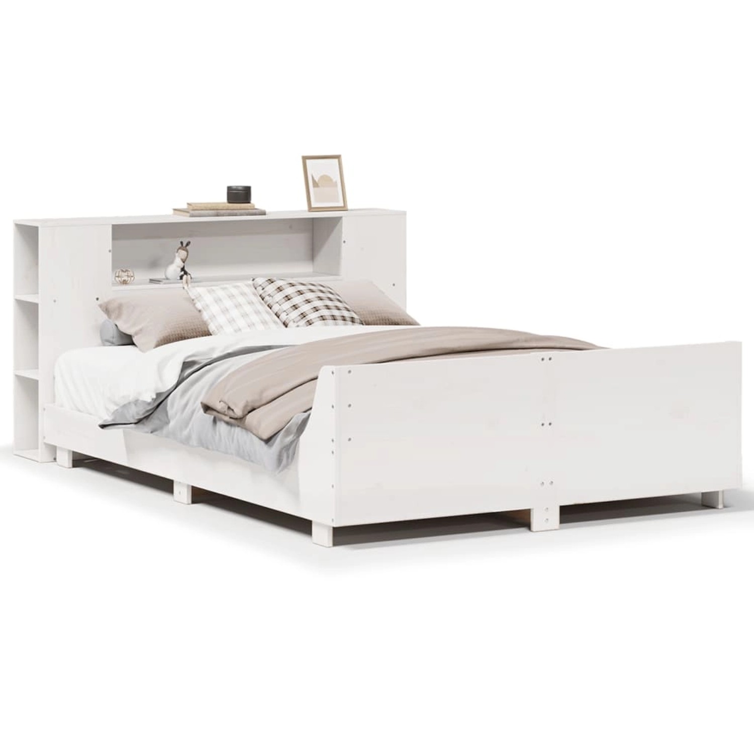 vidaXL Massivholzbett ohne Matratze Weiß 140x200 cm Kiefernholz 3323651 günstig online kaufen
