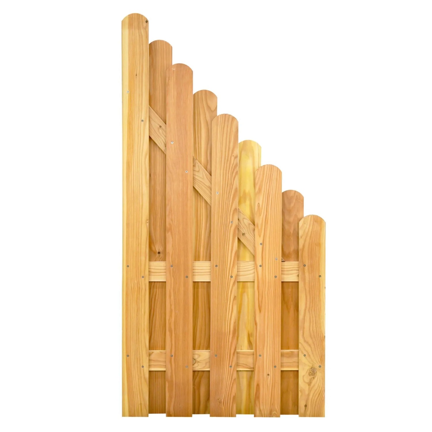 GartenLand Bretterzaun MAILAND mit Gebogenem Kopf 90x180/90 cm Holzzaun Lärche PEFC Sehr Stabil