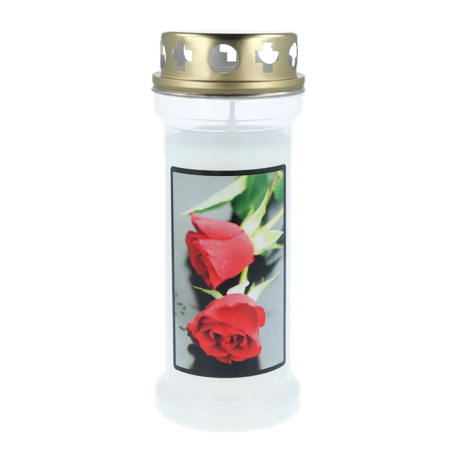 Hofer Kerzen Ornament-Grablicht Rose Weiß 172 mm