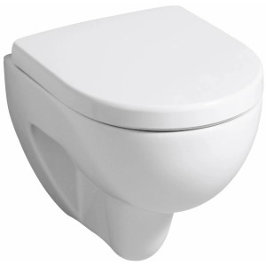 Weißer Geberit WC-Sitz Renova Plan mit Absenkautomatik für ein modernes Bad.