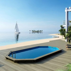 ALTANKA Holzpool Nemo 7,3x3,97 Höhe 1,45 m mit Einzubetonierendem Profil BAS7305OSPI