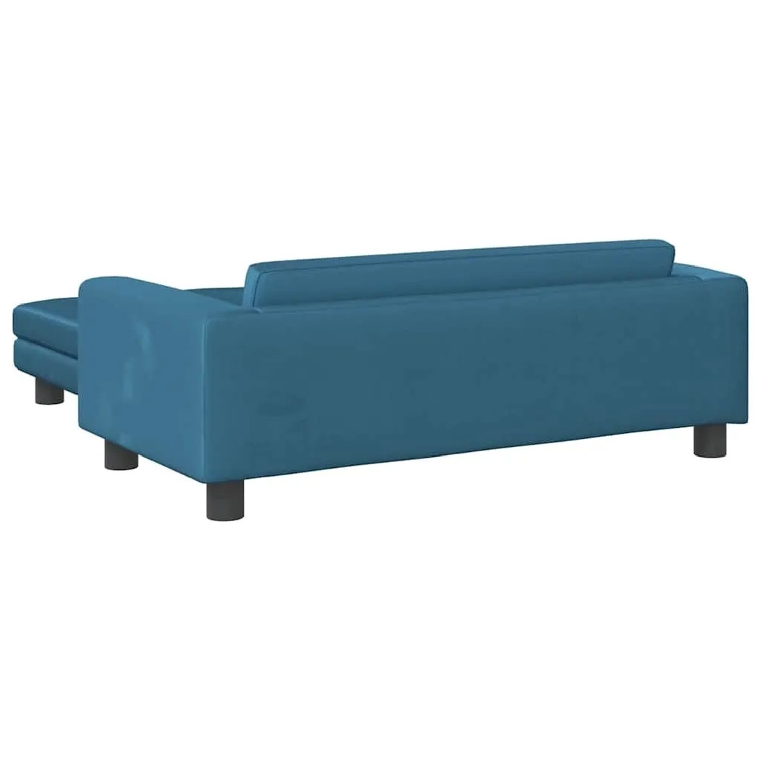 Blaues vidaXL Hundebett mit Verlängerung aus Samt, Rückansicht.