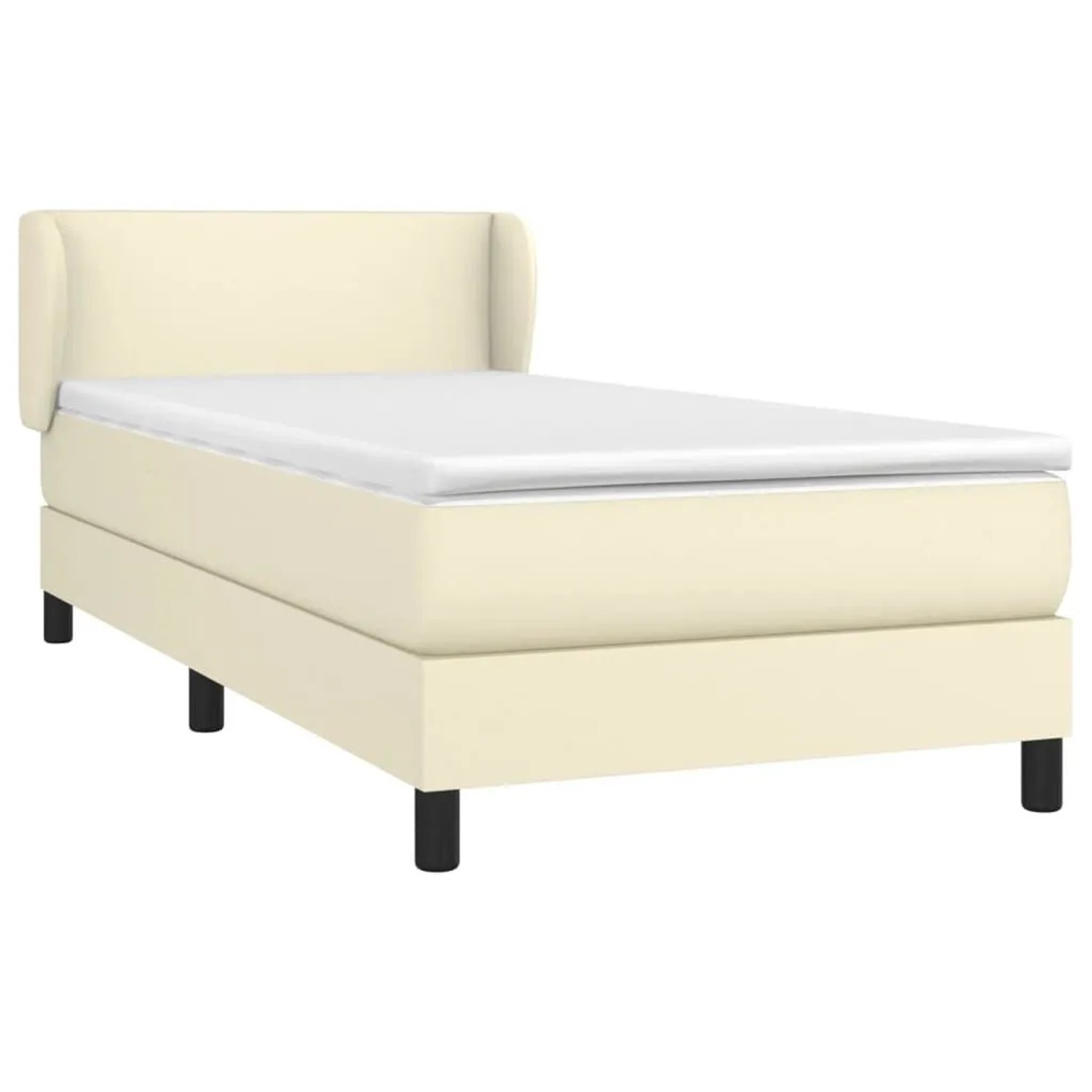 vidaXL Boxspringbett mit Matratze Creme 80x200 cm Kunstleder 3127159
