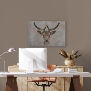Wandbild mit Hirsch-Motiv im Industrial Style, Leinwand auf Keilrahmen für Wohnzimmer.