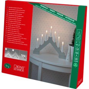 Konstsmide LED Holzleuchter, batteriebetrieben, 7 warmweiße LEDs, für stimmungsvolle Innen-Weihnachtsdeko.