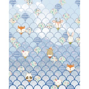 Komar Vlies Fototapete Shelly Bluewave mit Tiermotiven für Kinderzimmer, 200x250 cm.