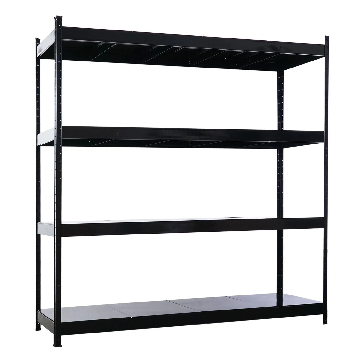 PROREGAL Profi Schwerlastregal Metallböden HERCULES Schwarz 200x200x60cm 4 Stahlplatten-Ebenen Fachlast 400kg Metallregal Lagerregal