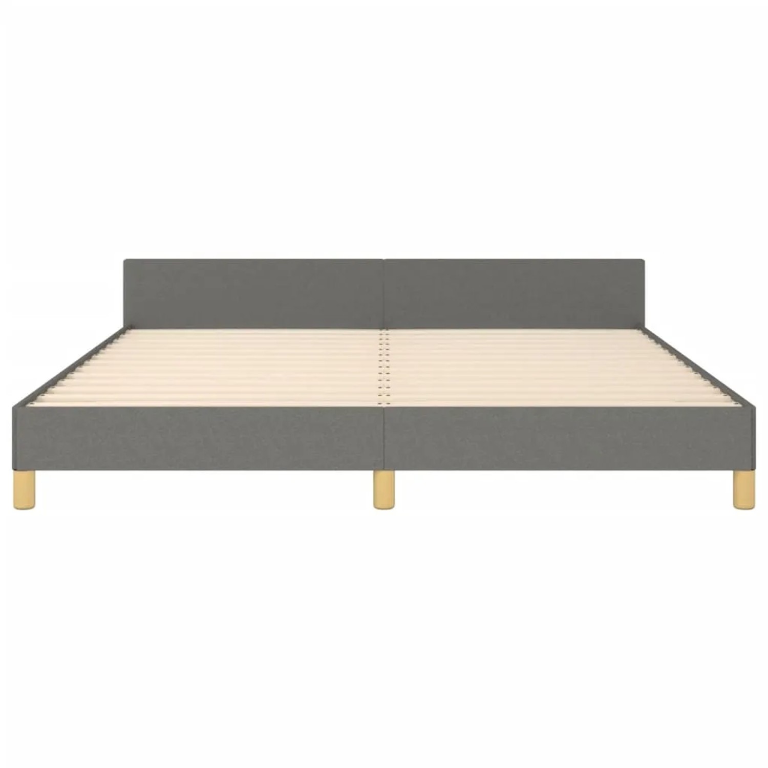 Dunkelgraues Stoff-Bettgestell (160x200 cm) mit Kopfteil. Modernes Design für Schlafzimmer. Bett aus der Kategorie Betten.