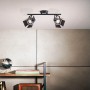 Schwarze, matte 2-flammige LED-Spotrohr Movie für die Deckenmontage.