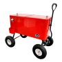 Roter Axi Bollerwagen mit Kühlbox (76 l), Griff und Rädern. Ideal für Picknick und Transport von Getränken.