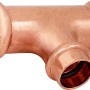Kupfer Press-Reduzier-T-Stück 22 mm x 18 mm x 22 mm für Kupferrohr-Installationen.
