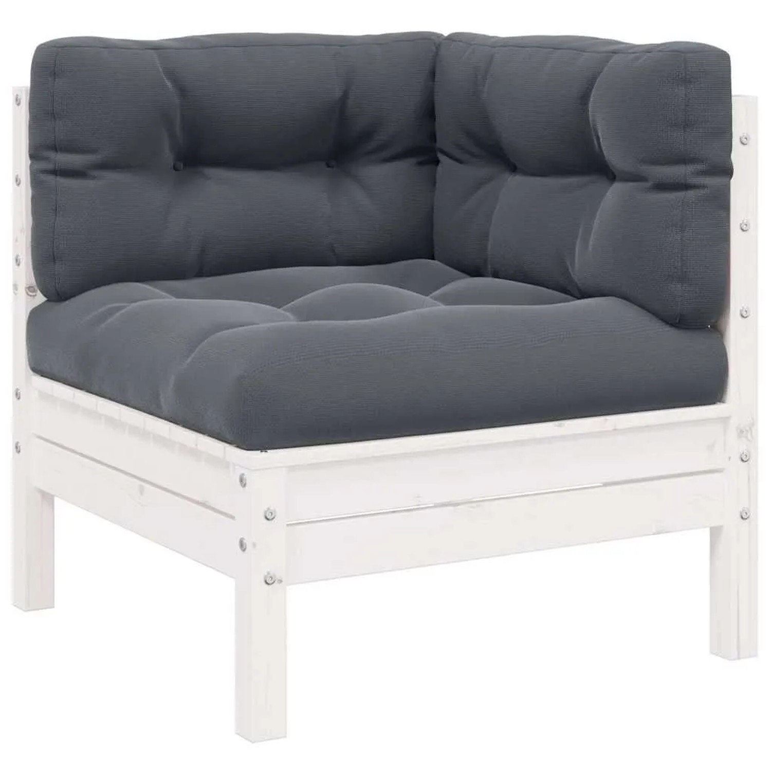 vidaXL Garten-Ecksofa mit Kissen Weiß Massivholz Kiefer 806629