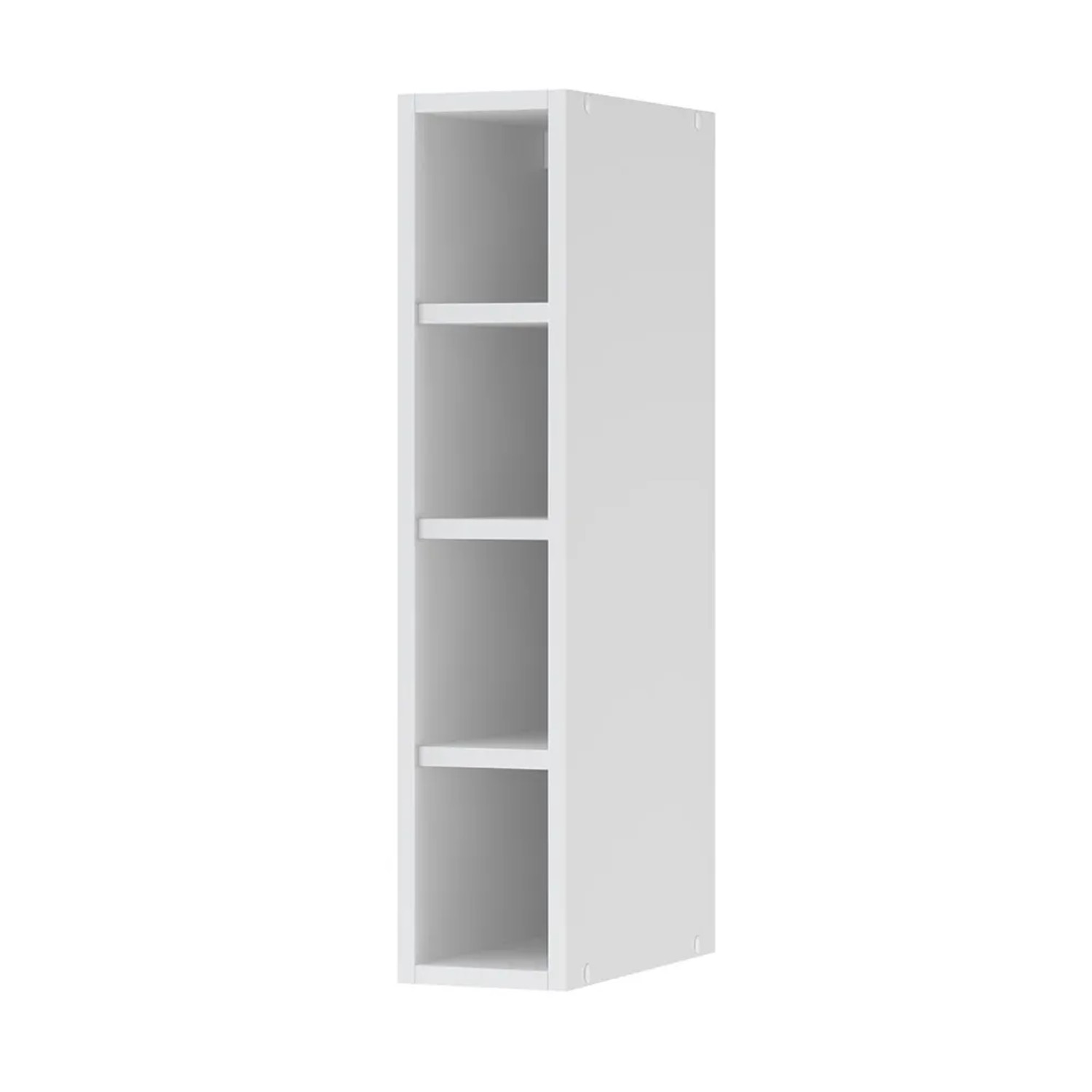 Weißer, schmaler Vicco Badschrank Fame-Line (15x72 cm) mit vier offenen Regalfächern.