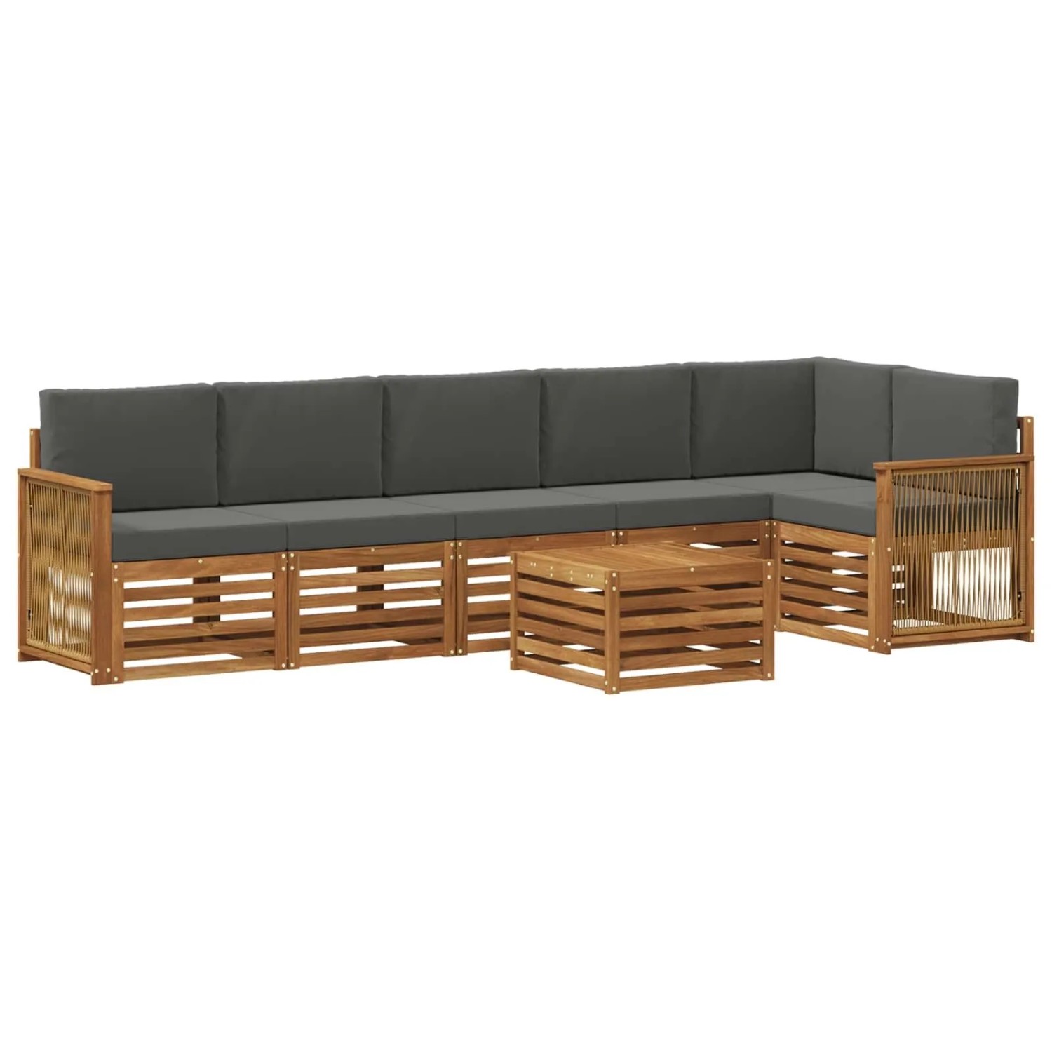 vidaXL Ecksofa Set mit Kissen 6 Stk Natur und Anthrazit 3384448
