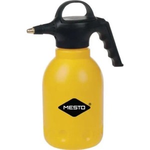 Gelber Mesto Drucksprüher 1,5 L mit schwarzem Pumpkopf und Messingdüse für Gartenanwendungen.
