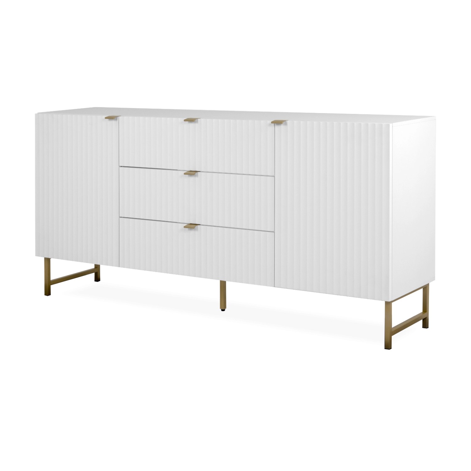 Furn.Design Sideboard Weiß Gold 179 cm 2-türig 3D Struktur Soft-Close Hawic günstig online kaufen