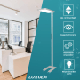 Weiße LUXULA LED Stehlampe mit Up/Downlight für Büro, dimmbar und augenschonend.