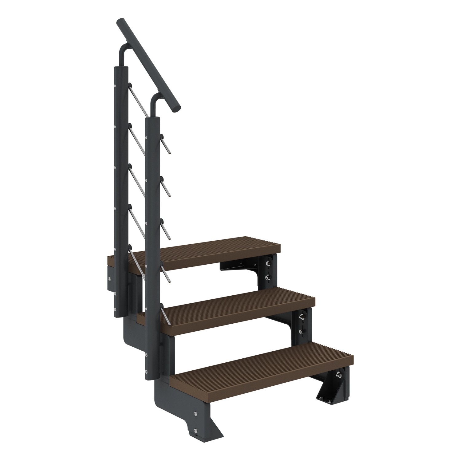 Dolle Außentreppe Gardentop Anthrazit 3 Stufen 100 cm Braun inkl. Geländer günstig online kaufen