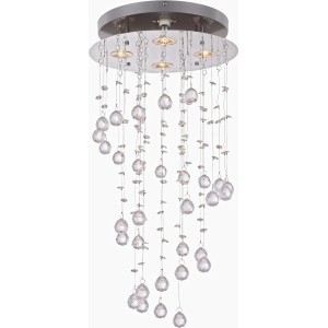 Moderne LED-Deckenleuchte ST. TROPEZ in Chrom mit klaren Acryl-Kristallen.