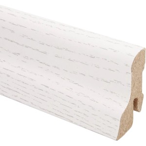 Sockelleiste Classic Esche Weiß, 22x40x2400 mm, MDF-Fußleiste mit Kabelkanal.
