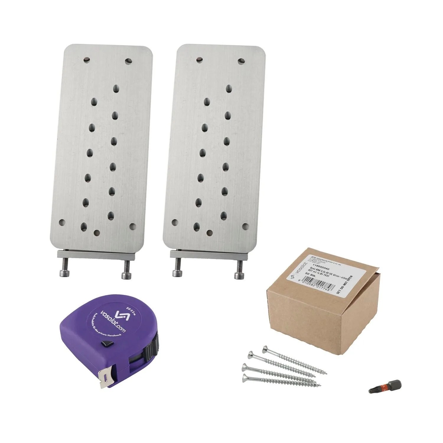 vasalat Set HVP Schwerlastverbinder 80x180x12 mm mit Sicherung Spaxschrauben & Bit TX20