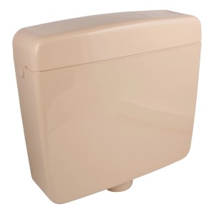 Calmwaters Aufputz-Spülkasten in Beige-Bahamabeige mit Spül-Stopp-Funktion.