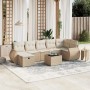 Beige 8-tlg. vidaXL Garten-Sofagarnitur aus Poly Rattan mit Kissen.