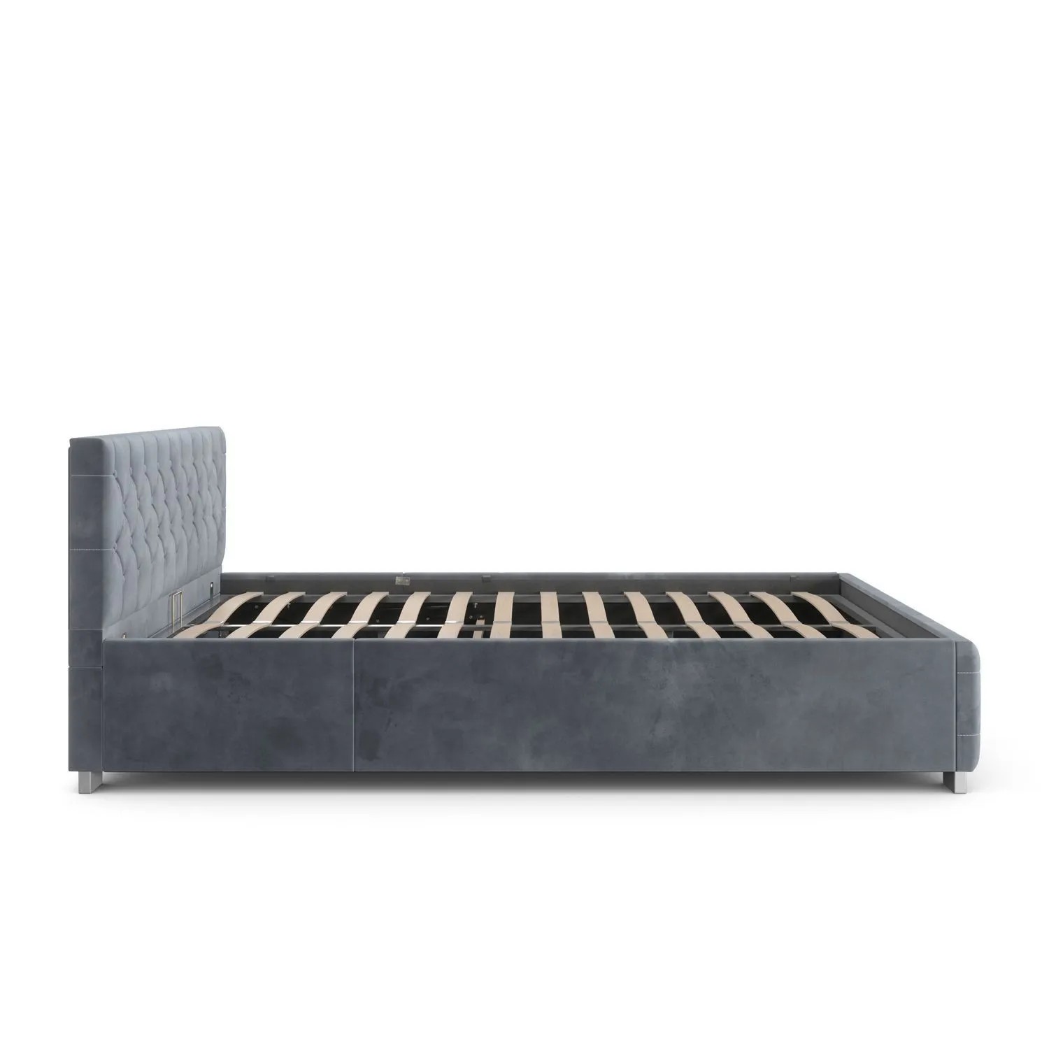 Juskys Polsterbett Nizza 140 x 200 cm mit Bettkasten & LED Beleuchtung in Dunkelgrau_5