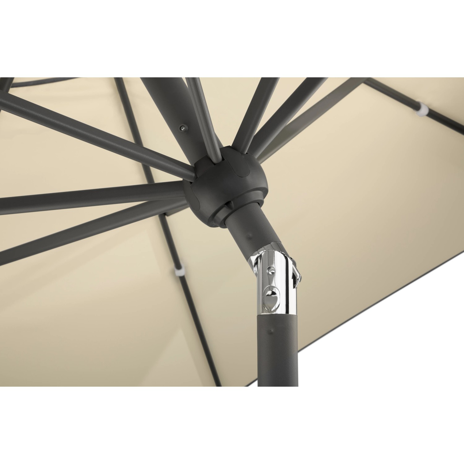 Detailaufnahme: Schneider Marktschirm Adria, Ø 300 cm, Natur, mit Knickfunktion.