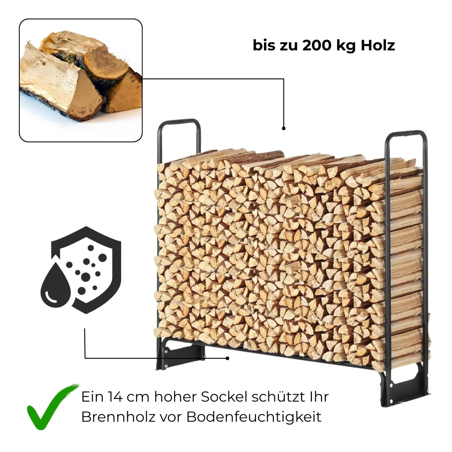 osoltus Kaminholzregal Brennholzregal  132 x 117 cm mit Abdeckung_4