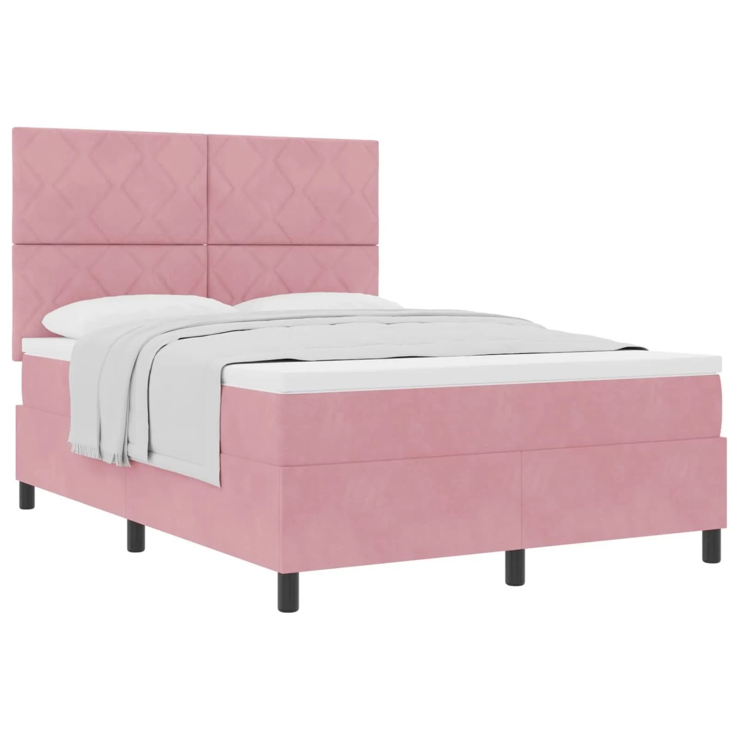 vidaXL Boxspringbett mit Matratze mit Kopfteil Rosa 160 x 200 cm Samt 3339913
