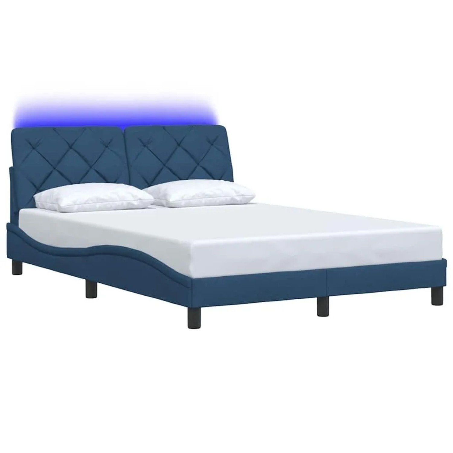 vidaXL Bettgestell mit LED Ohne Matratze Blau 140x190 cm Stoff 3310670 günstig online kaufen