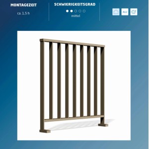 Geländer Komplett-Set Linus Aluminium Anthrazit - 1 m für die Montage von oben