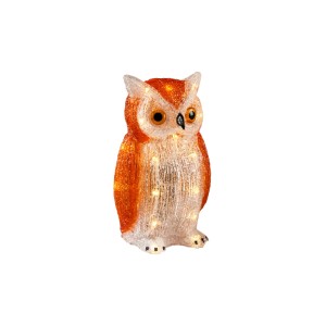 Konstsmide Dekofigur Eule aus Acryl, orange-transparent, mit 24 warmweißen LEDs beleuchtet. Ideal für Außen.