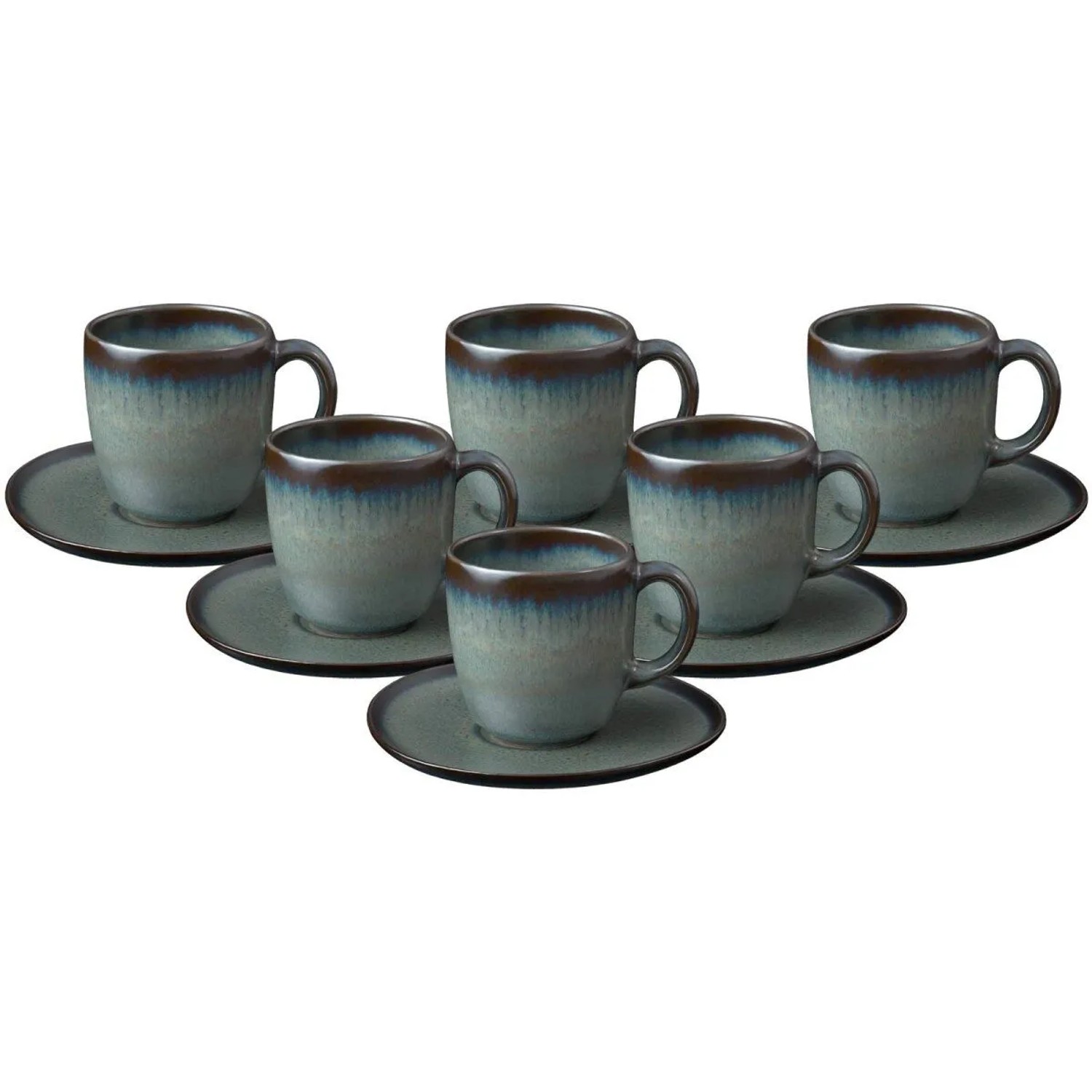 like. by Villeroy & Boch Lave Kaffeetassen mit Untertassen 190 ml 6er Set Gris