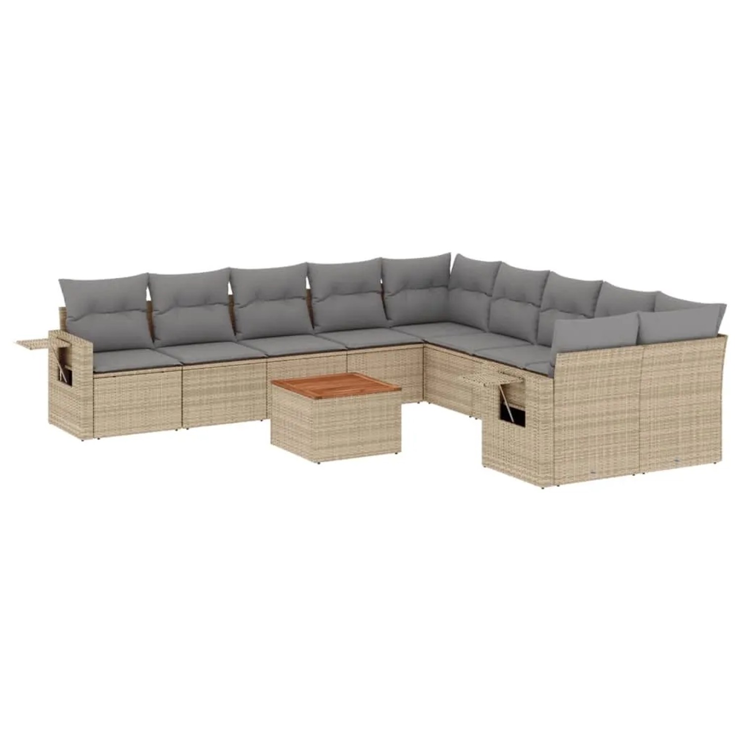 vidaXL 11-Tlg Garten-Sofagarnitur mit Kissen Beige Poly Rattan 3224757 günstig online kaufen