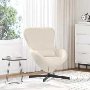 Cremefarbener vidaXL Eiersessel aus Samt, Loungesessel mit Drehfunktion und Stahlrahmen.